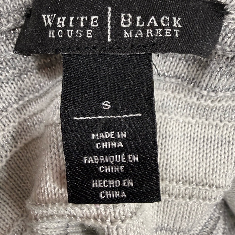 White House Black Market gray and silver ruffle cardigan sweater size small - Picture 12 of 13